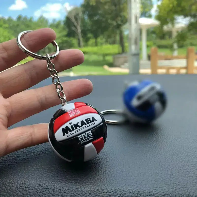 Haikyuu volleyball pvc keychain featuring red white and black mikasa sport ball with fivb official ball branding