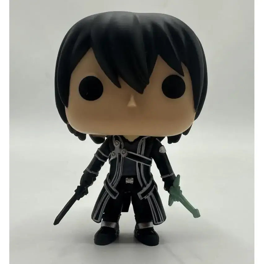High quality sword art online black and silver kirito funko pop figure holding two swords collectible toy