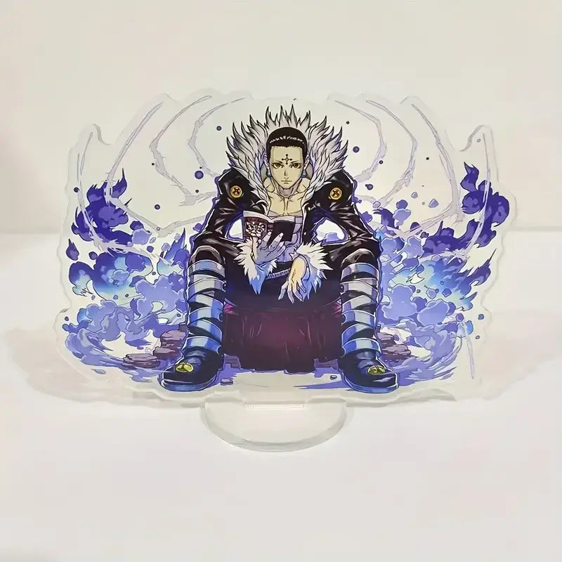 Hunter x hunter durable acrylic stand featuring detailed kite illustration with blue energy effects double-sided model