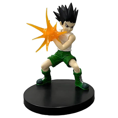 Hunter x hunter chrollo lucilfer pvc figure in white tank top and green shorts posed with orange energy blast