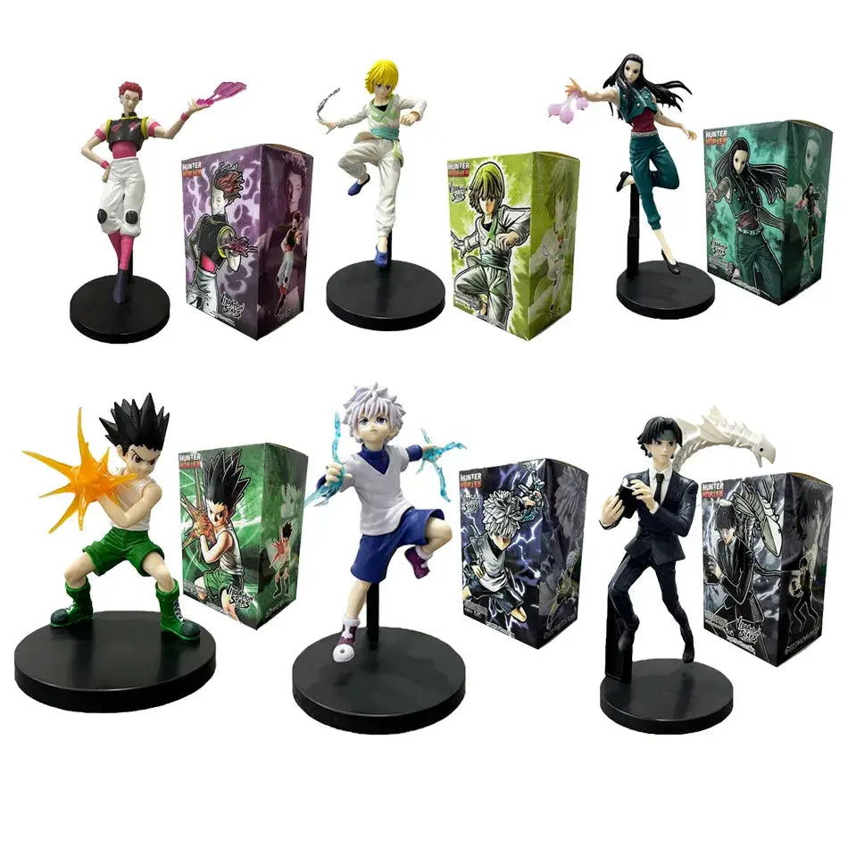 Collection of seven hunter x hunter anime figurines including vibrant chrollo lucilfer pvc figure collectible model