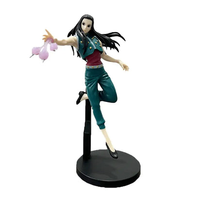 Detailed hunter x hunter gon freecss pvc figure of female anime character with long black hair holding pink flowers