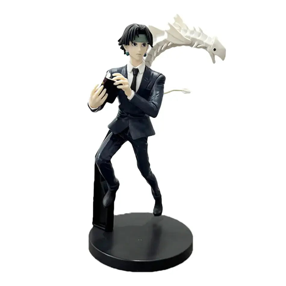 Hunter x hunter gon freecss pvc figure in black suit with white dragon accessory on black circular base