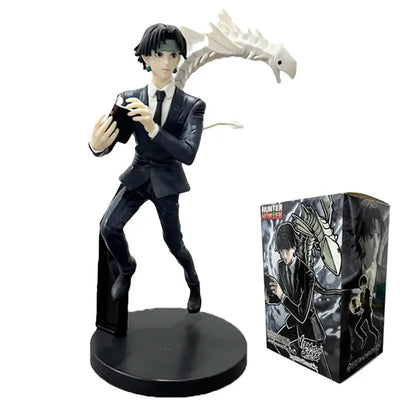 Hunter x hunter gon freecss pvc figure in black suit with white dragon accessory posed on circular base 15-23cm