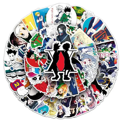 A vibrant collection of hunter x hunter gon freecss waterproof colorful anime-themed stickers 50pcs set