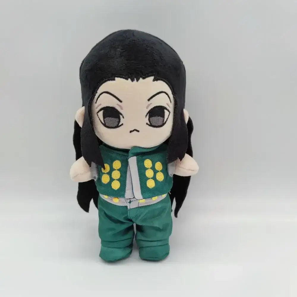 Hunter x hunter killua plush doll with black hair green vest yellow accents made of cotton stuffed 20cm tall