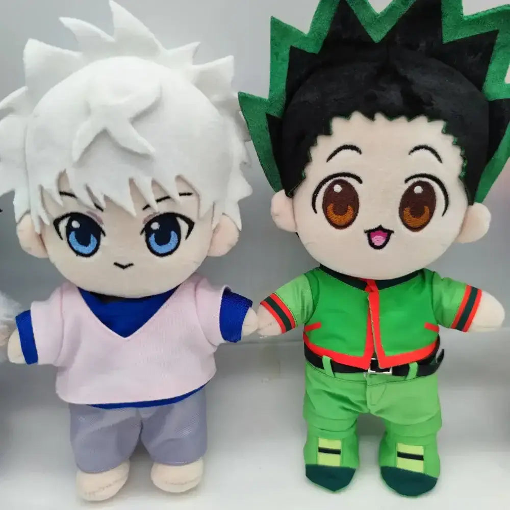 Hunter x hunter plush doll set featuring cotton stuffed Killua with white hair and a green outfit character