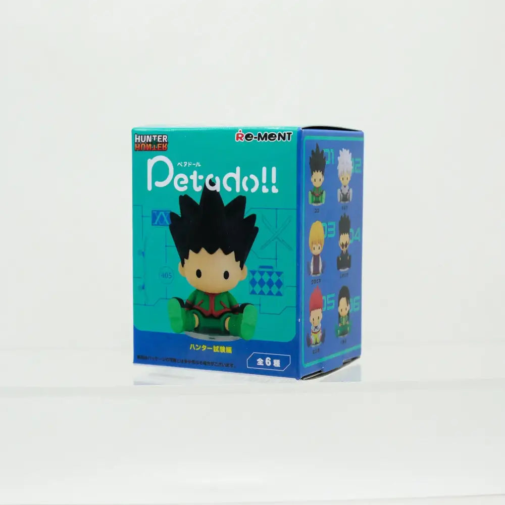 Teal and blue cardboard blind box for hunter x hunter killua zoldyck petadoll collectible figure by re-ment