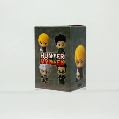 Black cardboard hunter x hunter blind box featuring chibi killua zoldyck figures with red and white logo