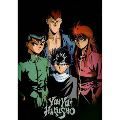 Hunter x hunter canvas poster wall art featuring four main characters in signature outfits on dark background