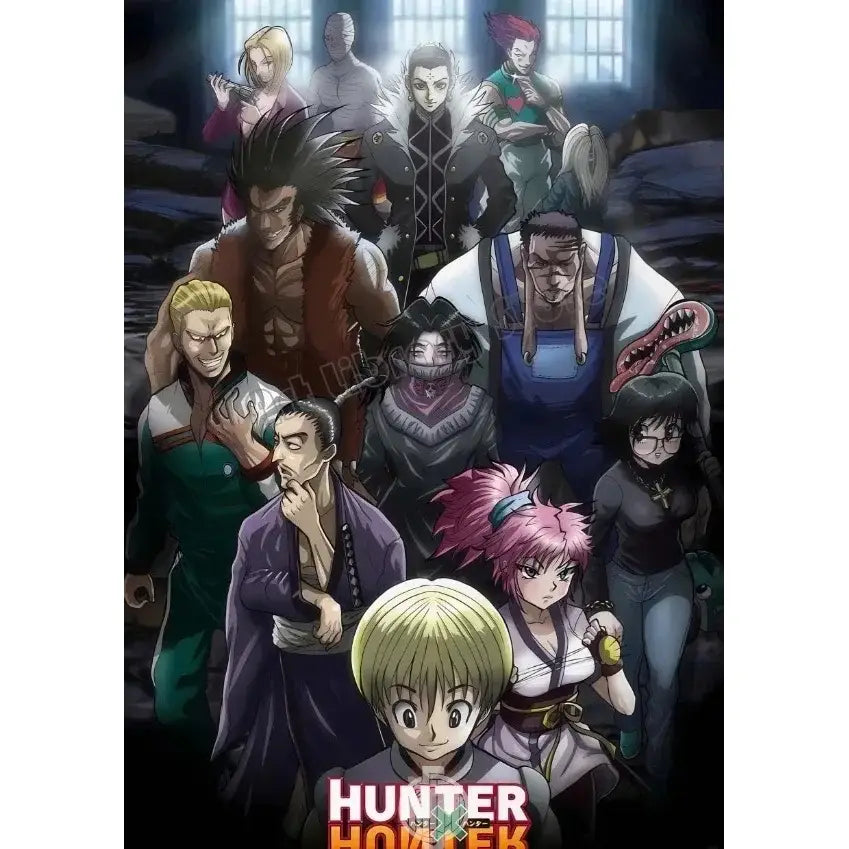 Hunter x hunter killua zoldyck canvas poster wall art featuring vibrant anime characters in bold colors for decoration