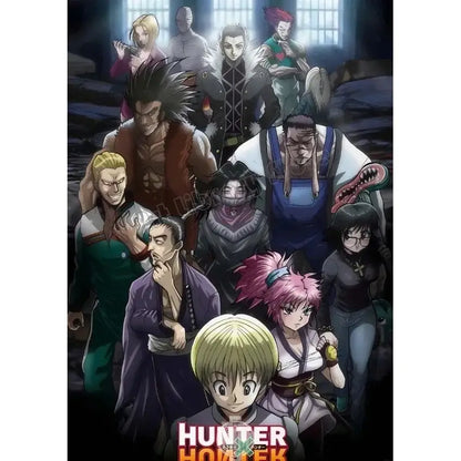 Hunter x hunter killua zoldyck canvas poster wall art featuring vibrant anime characters in bold colors for decoration
