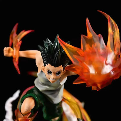 Hunter x hunter limited edition gon freecss figure with spiky black hair and fiery energy effects mid-action pose