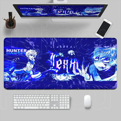 Blue hunter x hunter anime-themed hunter mouse pad with dynamic artwork glossy finish xxl non-slip desk mat