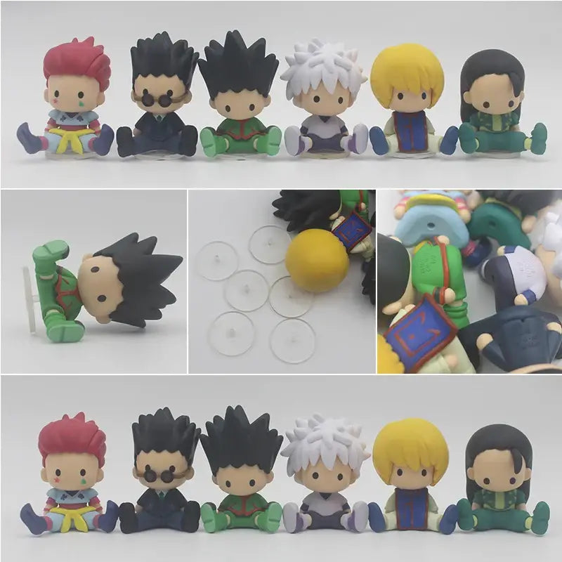 Hunter x hunter chibi pvc model ornament featuring colorful resin figurines with distinct hair colors and outfits