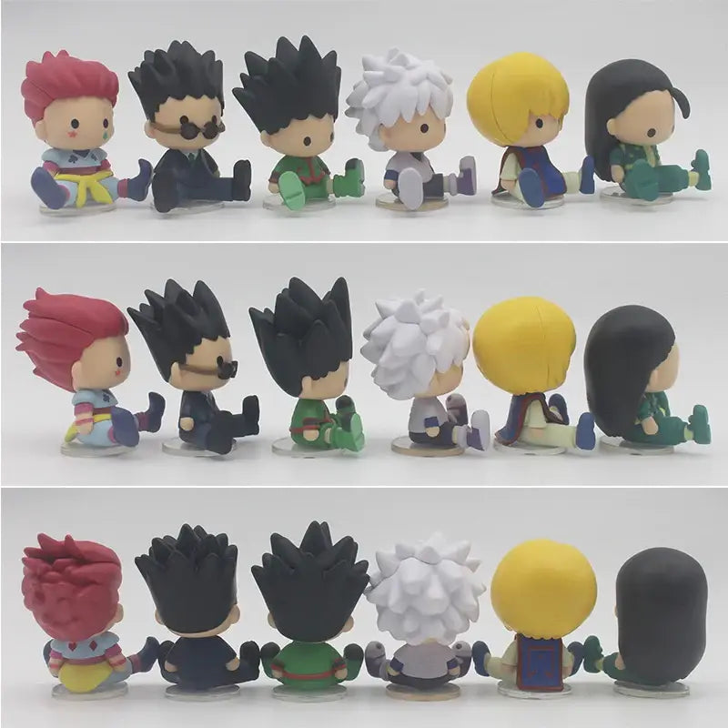 Chibi-style hunter x hunter pvc model ornament featuring colorful hair and outfits in a q-version figure set