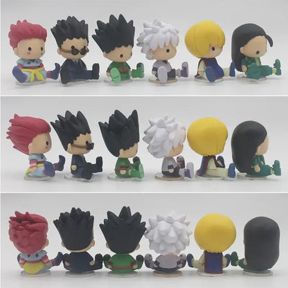 Chibi-style hunter x hunter pvc model ornament featuring colorful hair and outfits in a q-version figure set