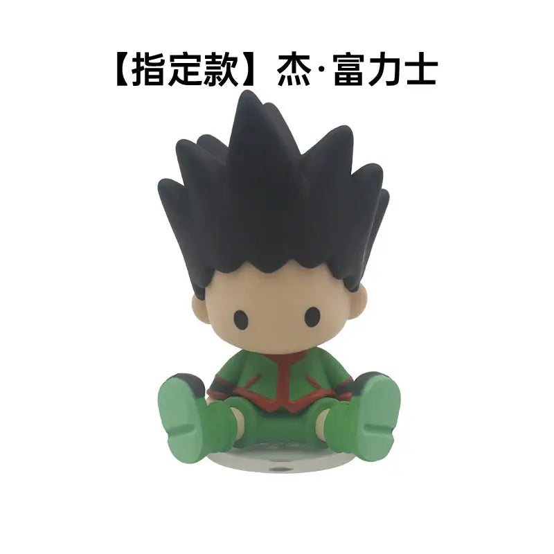 Hunter x hunter pvc model ornament of chibi gon freecss in green and red outfit with black spiked hair