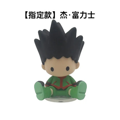Hunter x hunter pvc model ornament of chibi gon freecss in green and red outfit with black spiked hair