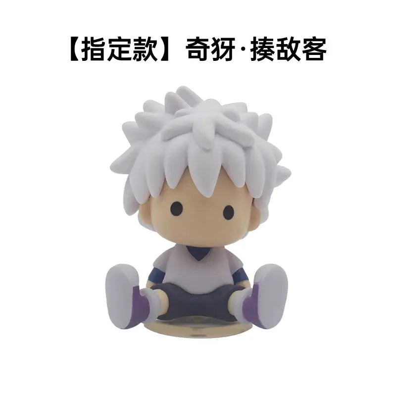 Hunter x hunter pvc model ornament of white-haired killua zoldyck figurine in purple and gray pvc model