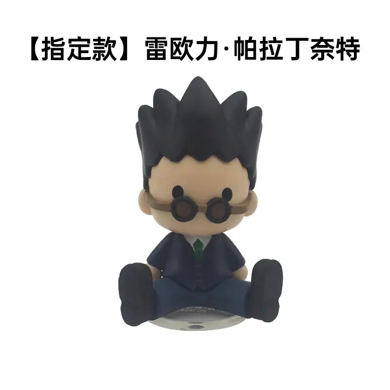 Hunter x hunter chibi figure in dark blue suit with green tie pvc model ornament for collection display