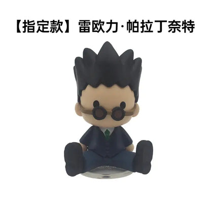 Hunter x hunter chibi figure in dark blue suit with green tie pvc model ornament for collection display