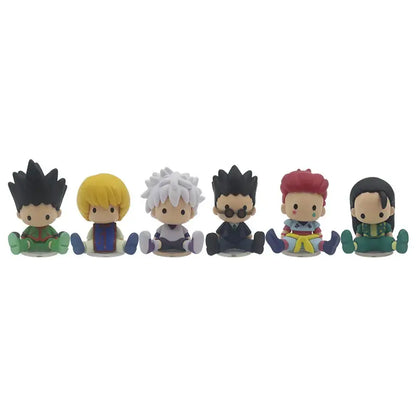 Hunter x hunter q-version pvc model ornament featuring six collectible figurines with distinct hair colors and outfits