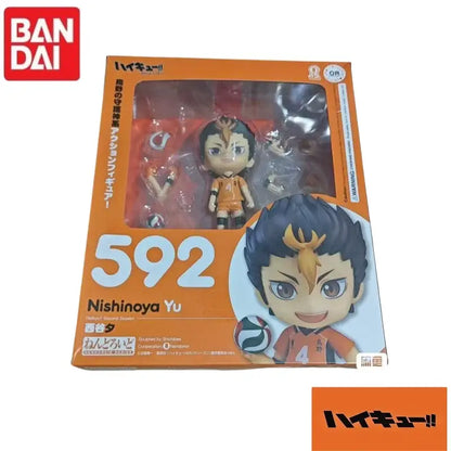 Orange and black nendoroid figure of nishinoya yu from haikyuu packaged in original bandai box for collection