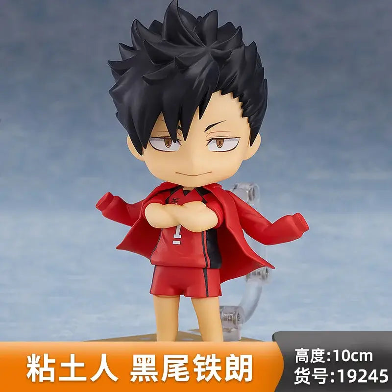 In stock original bandai gsc nendoroid haikyuu kuroo tetsurou chibi figurine in red volleyball uniform number one
