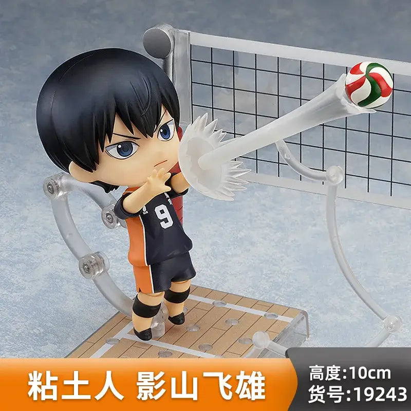 In stock original Bandai Gsc Nendoroid haikyuu black-haired blue-eyed volleyball figure in orange black number 9 uniform