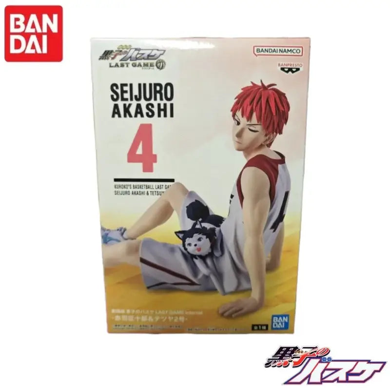 Seijuro akashi figure in red and white basketball uniform seated on box from bandai kurokos basketball toy set