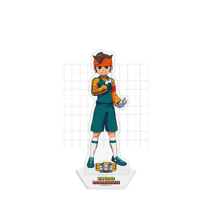 Inazuma eleven endo mamoru acrylic stand featuring a cartoon character with brown hair and orange headband in green shorts