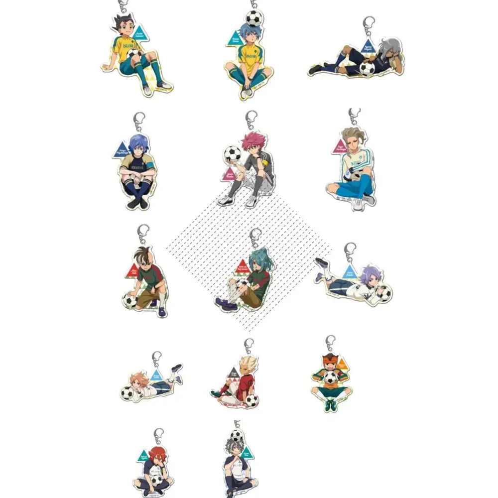 Clear acrylic shuya goenji keyring featuring vibrant team uniform and dynamic soccer pose from inazuma eleven anime gift