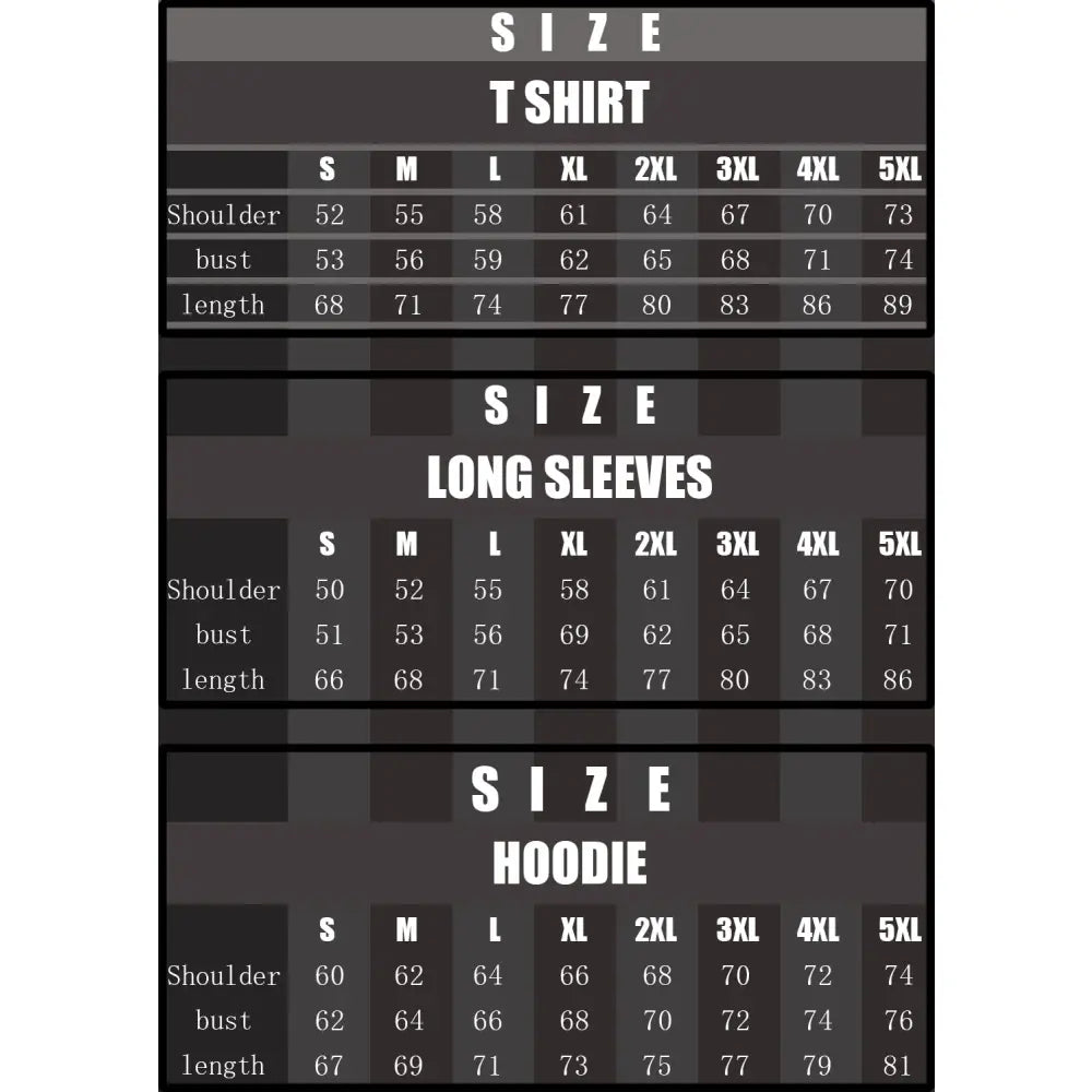 Size chart for japanese takoyaki graphic oversized cotton t-shirt with measurements in centimeters from s to 5xl
