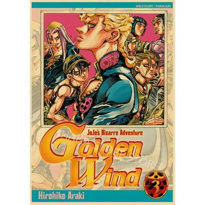 Jojos bizarre adventure golden wind volume 3 vibrant wall art on kraft paper retro poster for unique decor