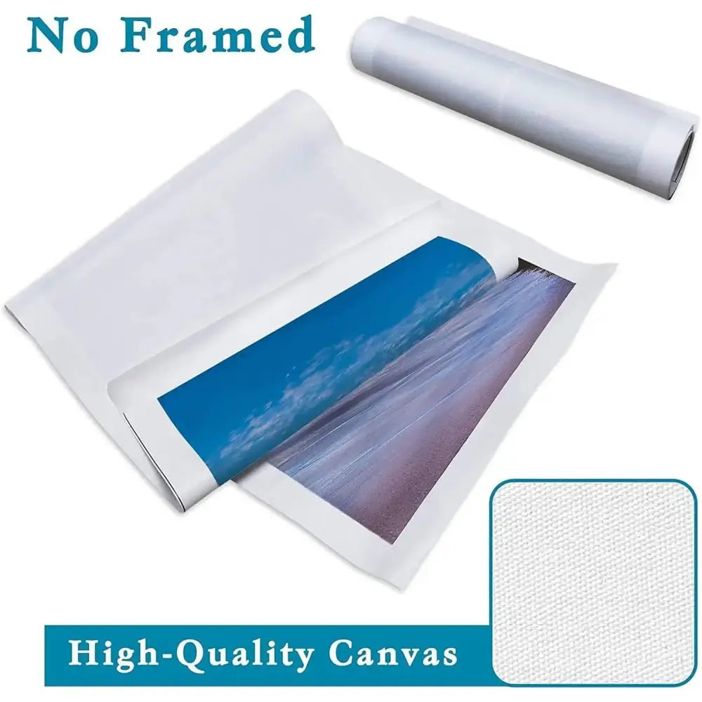 Unframed high-quality canvas roll with vibrant ocean scene printed on durable kraft paper wall art fabric
