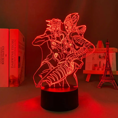 Red glowing 3d led lamp featuring JoJo’s bizarre adventure character design with 7-color touch control night light