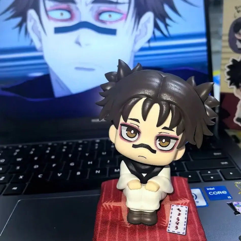 Chibi jujutsu kaisen choso q version pvc figure with spiky brown hair white robe and durable pvc material