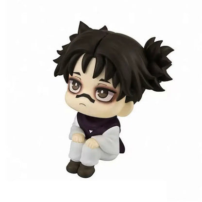 Jujutsu kaisen choso q version articulated figurine with spiky black hair, white clothing, purple scarf, durable pvc material