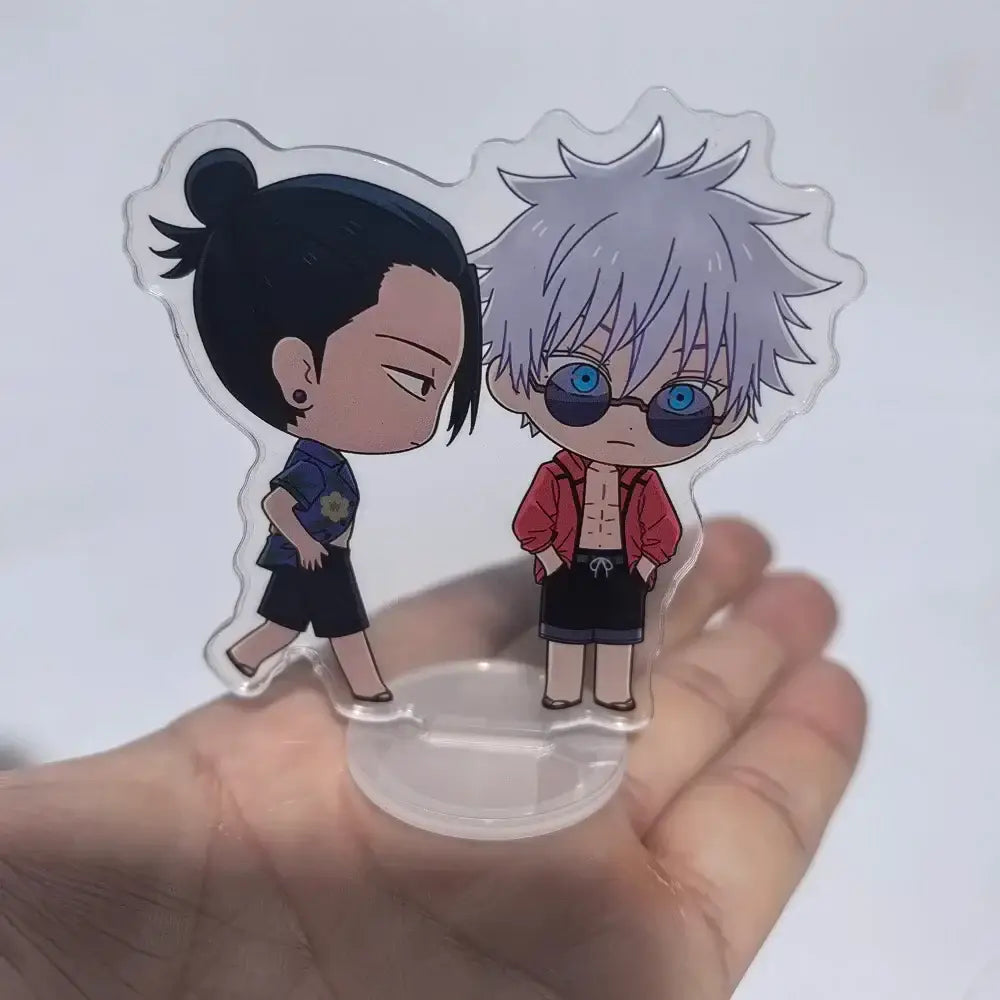 Clear acrylic stand jujutsu kaisen featuring two chibi characters in compact 8cm mini ornament design