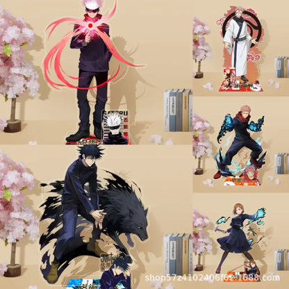 Clear acrylic stand featuring jujutsu kaisen gojo satoru with vibrant colors and dynamic pose collectible decor