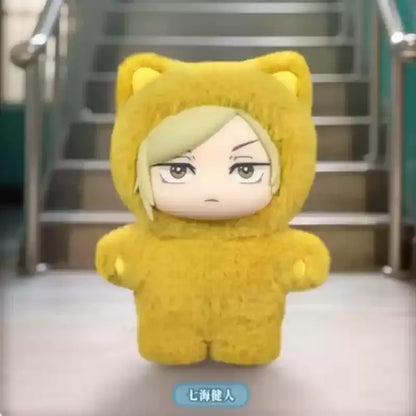 Yellow plush pendant with cat ears and blonde hair made of soft fabric from jujutsu kaisen cat park party