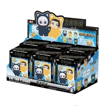Black and yellow jujutsu kaisen gojo satoru plush pendant collectible boxes from cat park party series 2 cat park