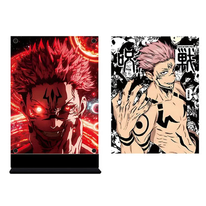 Jujutsu kaisen gojo satoru led backlit poster featuring red-haired character with glowing eyes and lightning bolt mark