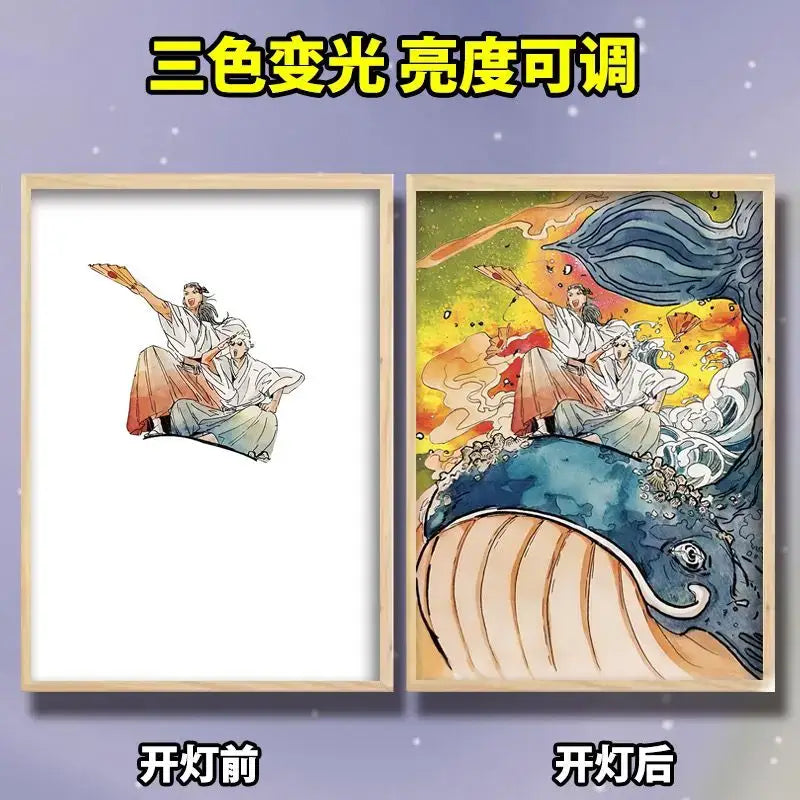 Jujutsu kaisen gojo satoru led light frame with glowing and line drawing design variants for bedroom decor