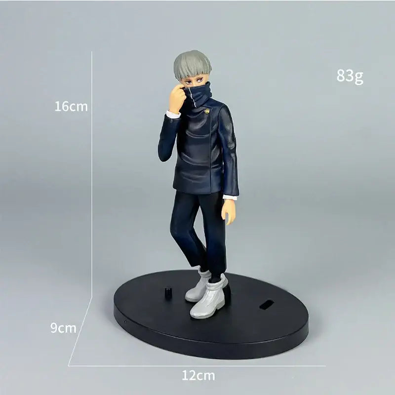 Jujutsu kaisen gojo satoru noodle stopper figure set featuring a 16cm navy blue gray plastic collectible figurine