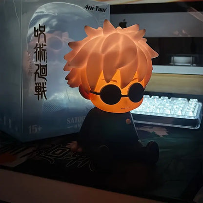 Jujutsu kaisen gojo satoru silicone night light desk lamp with orange-lit spiky hair and black sunglasses