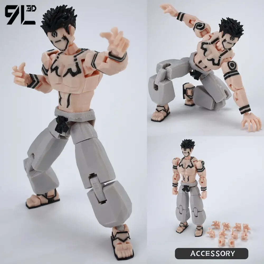 Jujutsu kaisen gojo sukuna articulated figure with 13 joints in gray and flesh tones made of high-strength pp plastic for safe delivery