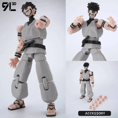 Gray and black jujutsu kaisen gojo sukuna articulated figure made of high-strength pp plastic with 13 joints for safe delivery