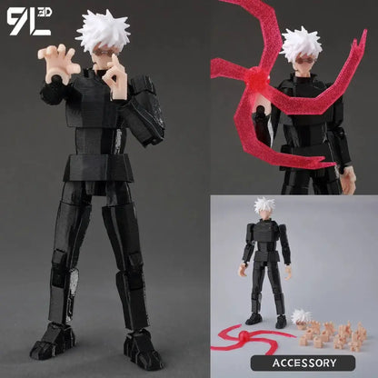 Black jujutsu kaisen gojo sukuna articulated figure with white spiky hair in high-strength pp plastic for safe delivery
